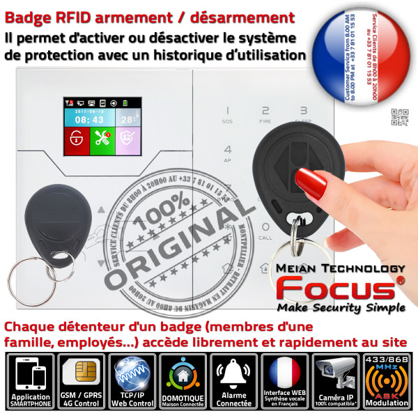 Kit alarme sans fil Focus GSM avec 2 détecteurs et 2 contacte HA-VGW
