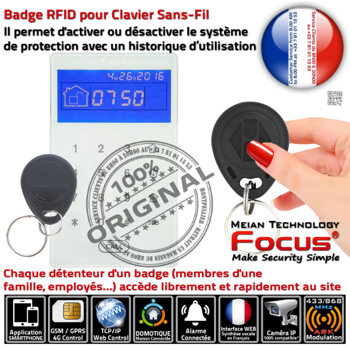 Badge rfid alarme meian pour maisons securite sans fil sans abonnement