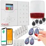 Alarme sans-fil 5 à 6 pièces - Système De Sécurité Connecté 4G avec Sirène à piles - Fréquence 433 MHz