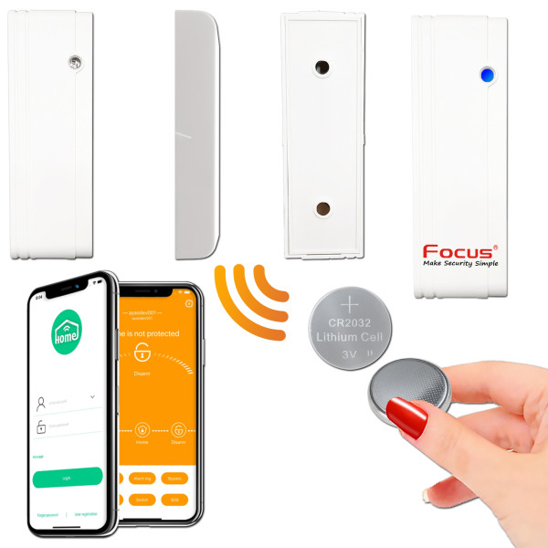 Capteur MD2018R posé sur une fenêtre, compatible alarme iProtect.