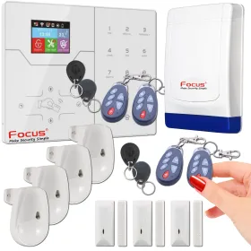 Alarme maison sans abonnement avec Sirène d'extérieur à piles pour 4 à 5 pièces - 4G avec carte SIM - 868MHz