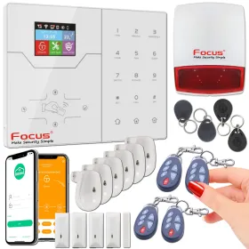 Alarme maison sans abonnement avec Sirène à piles pour 5 à 6 pièces - jusqu’à 2 ans d’autonomie - 868MHz