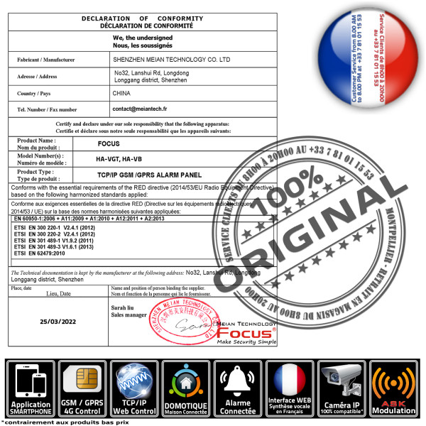 Alarme 4G Camping-car Intégral - Sans Abonnement - Meian ASK 868 MHz