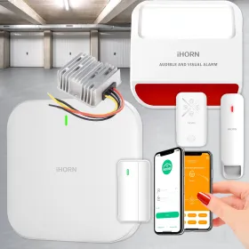 Alarme garage sur batterie - 4G sans abonnement Surveillance à distance avec Protection 12V