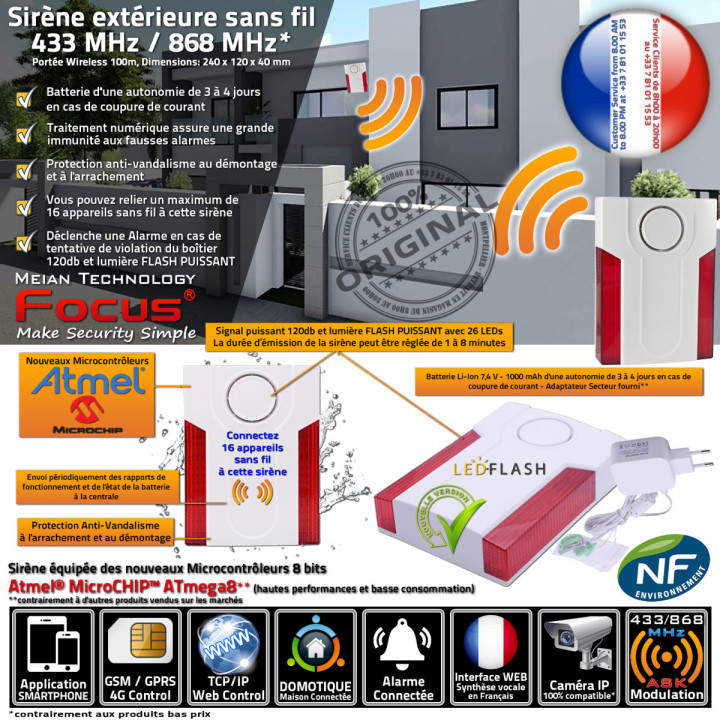 Sirène d’alarme extérieure 120 dB compatible avec l'Alarme Protectoris