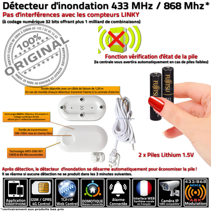 Capteur anti-inondation compatible avec l'Alarme Protectoris sécurité maison