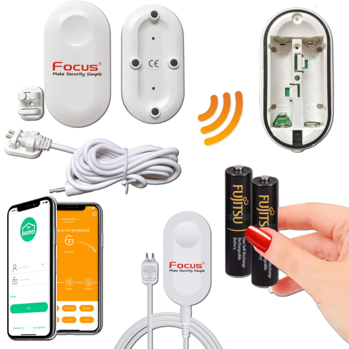Détecteur d’inondation compatible avec l'Alarme Protectoris avec sonde eau