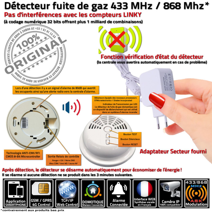 Détecteur de fuite de gaz domestique MD-2003R système sécurité maison