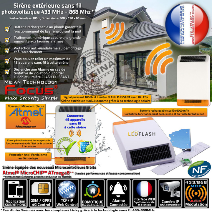 Sirène extérieure sans fil MD-326R compatible avec l'Alarme Protectoris
