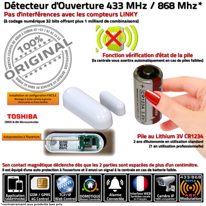 Capteur magnétique porte sécurisé compatible avec l'Alarme Protectoris